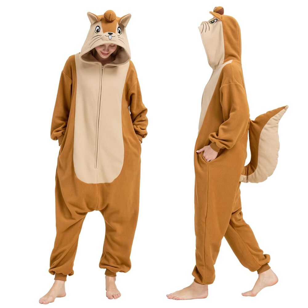 9541 Squirrel Onesie Pajamas for Adults Halloween Costume Animal One-Piece